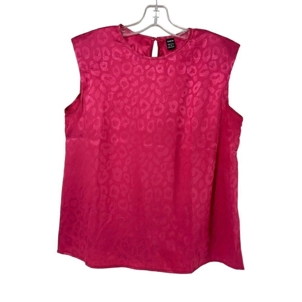 Barbie Pink Leopard Print Shoulder Pad Sleeveless Top Size 6 Satin Shein Brand